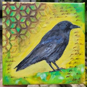 Carrion Crow - Mini Acrylic Painting